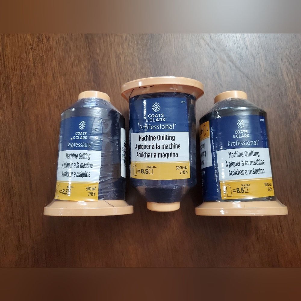NWT 3 Spools Of Black Coats & Clark Professional Machine Embrodery Tread